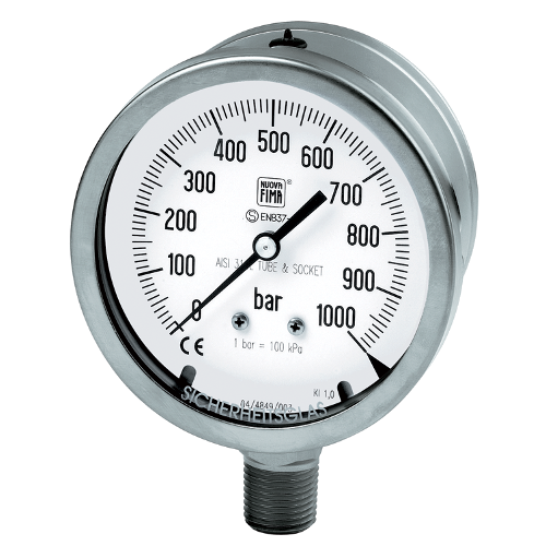 Safety stainless steel pressure gauges
