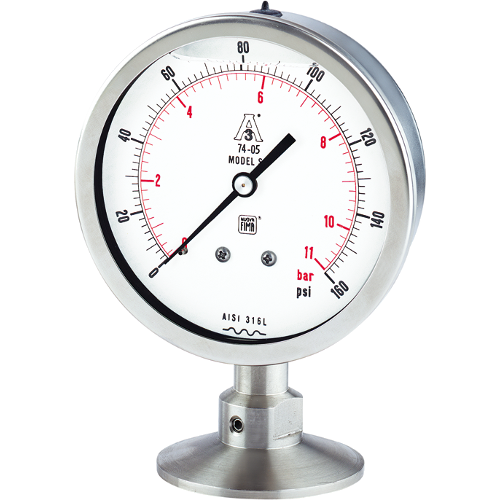 Tri-clamp pressure gauges