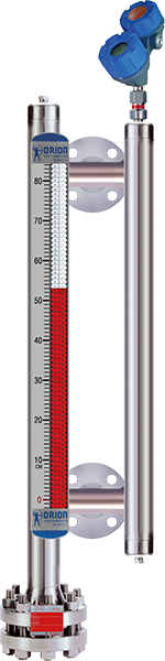 Magnetic level indicator with guided wave radar chamber