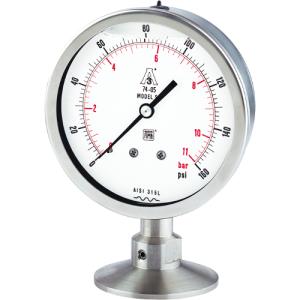 Tri-clamp pressure gauges
